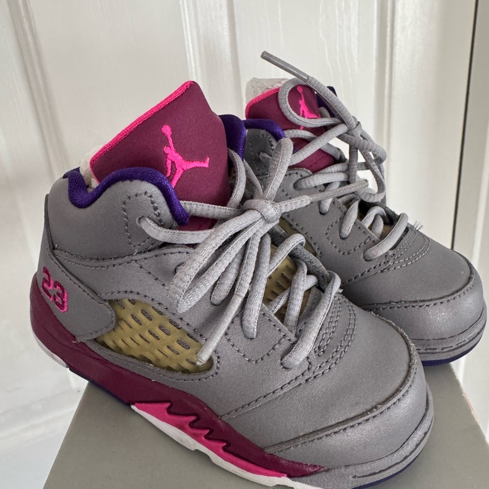 Jordan Kids' Gray and Pink Sneakers
